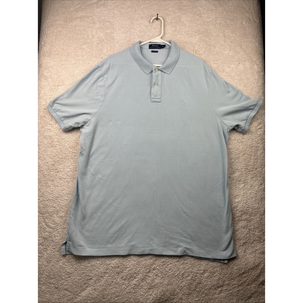 Polo Ralph Lauren Mens Lt Blue Pique Knit Classic Fit Short Sleeve Polo XL